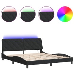 Cadre de lit avec LED sans matelas noir 180x200 cm velours 