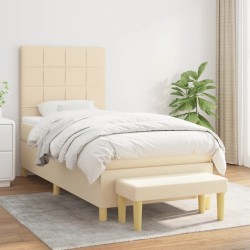 Sommier à lattes de lit avec matelas Crème 100x200 cm Tissu 