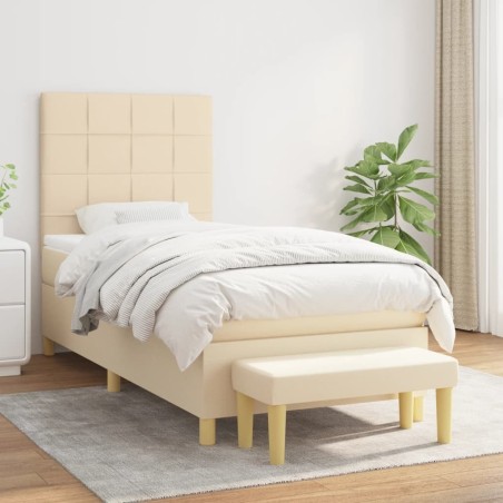 Sommier à lattes de lit avec matelas Crème 100x200 cm Tissu 