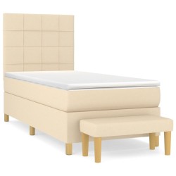 Sommier à lattes de lit avec matelas Crème 100x200 cm Tissu 