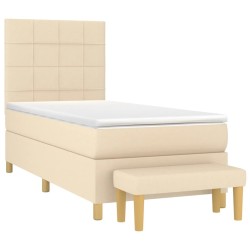 Sommier à lattes de lit avec matelas Crème 100x200 cm Tissu 