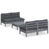 Salon de jardin 5 pcs avec coussins anthracite bois de pin 