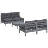 Salon de jardin 5 pcs avec coussins anthracite bois de pin 