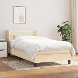 Sommier à lattes de lit et matelas Crème 90x190 cm Tissu 
