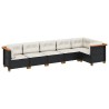 Salon de jardin 6 pcs avec coussins noir résine tressée 