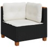 Salon de jardin 6 pcs avec coussins noir résine tressée 