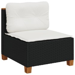 Salon de jardin 6 pcs avec coussins noir résine tressée 