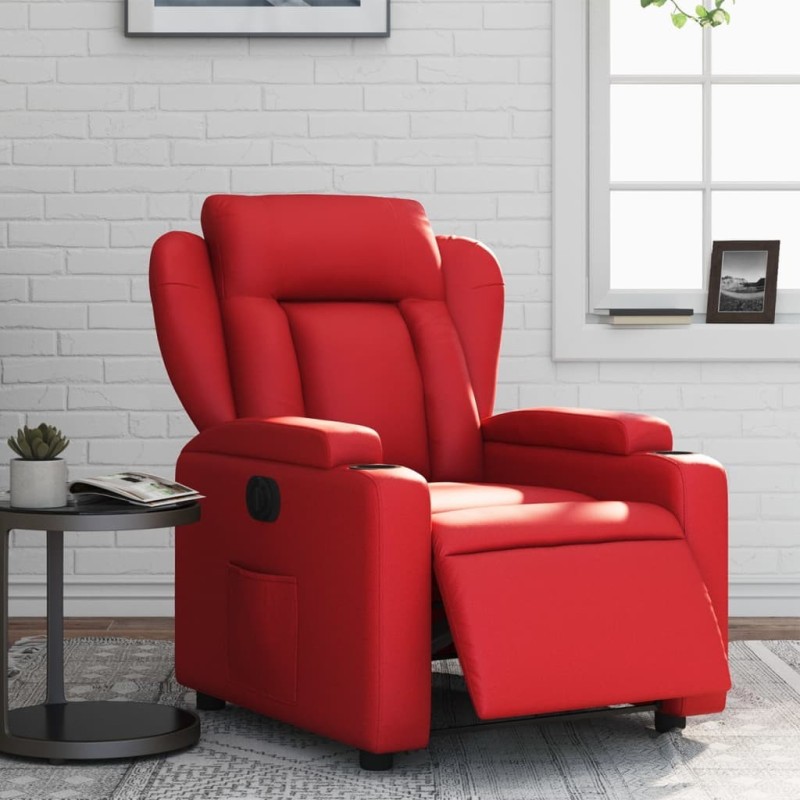 Fauteuil inclinable électrique Rouge Similicuir 