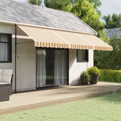 Tissu de remplacement de cantonnière d’auvent rayure jaune gris 