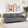 Canapé 3 places avec oreillers gris foncé 210 cm tissu 