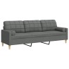 Canapé 3 places avec oreillers gris foncé 210 cm tissu 
