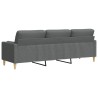 Canapé 3 places avec oreillers gris foncé 210 cm tissu 