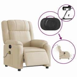 Fauteuil inclinable de massage électrique crème tissu 