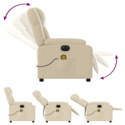 Fauteuil inclinable de massage électrique crème tissu 