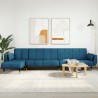 Canapé-lit en forme de L bleu 275x140x70 cm velours 