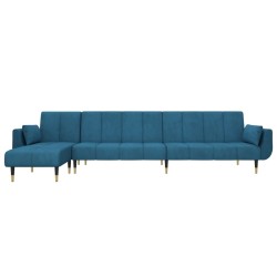Canapé-lit en forme de L bleu 275x140x70 cm velours 