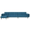 Canapé-lit en forme de L bleu 275x140x70 cm velours 