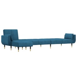 Canapé-lit en forme de L bleu 275x140x70 cm velours 