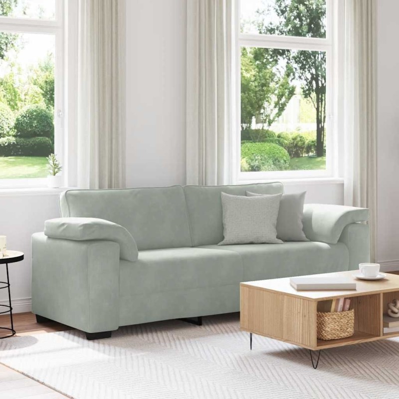 Canapé à 3 places gris clair 178 cm Velours 