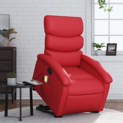 Fauteuil inclinable de massage Rouge Similicuir 