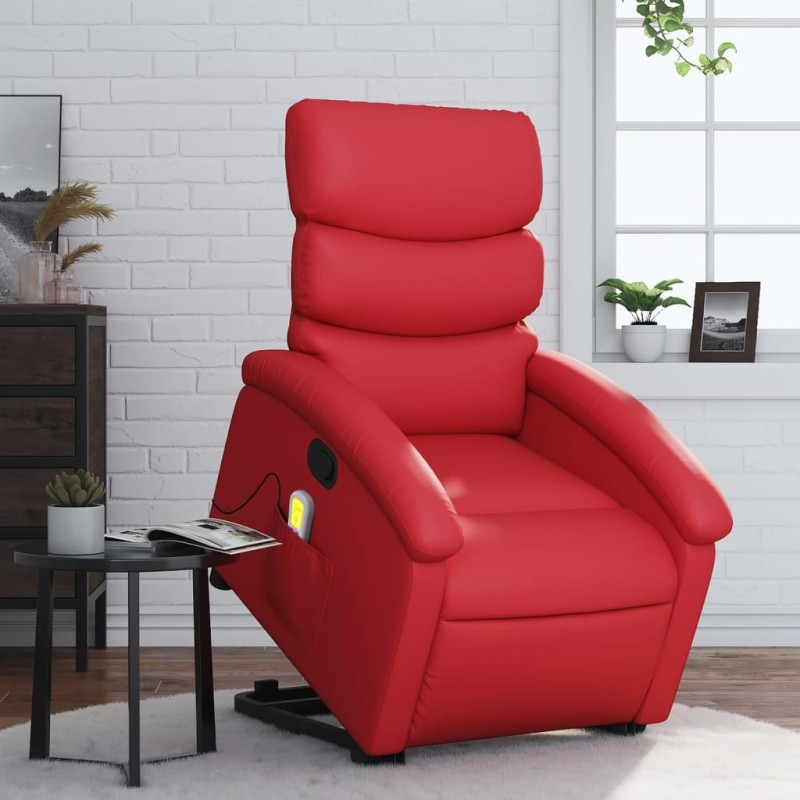 Fauteuil inclinable de massage Rouge Similicuir 