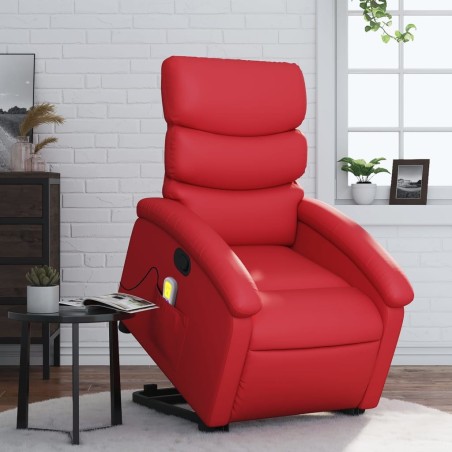 Fauteuil inclinable de massage Rouge Similicuir 