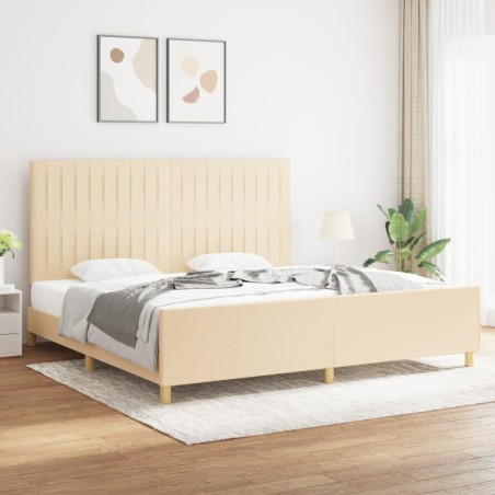 Cadre de lit sans matelas crème 200x200 cm tissu 