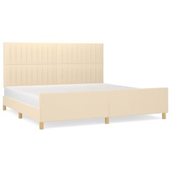 Cadre de lit sans matelas crème 200x200 cm tissu 