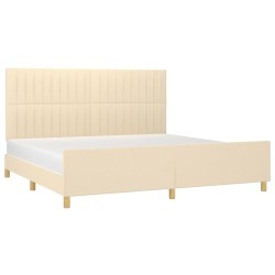 Cadre de lit sans matelas crème 200x200 cm tissu 