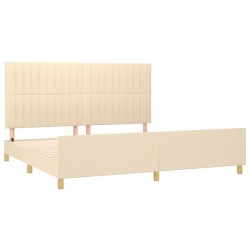 Cadre de lit sans matelas crème 200x200 cm tissu 