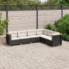 Salon de jardin 6 pcs avec coussins noir résine tressée 