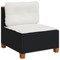 Salon de jardin 6 pcs avec coussins noir résine tressée 