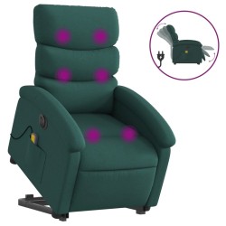 Fauteuil inclinable de massage électrique Vert foncé Tissu 