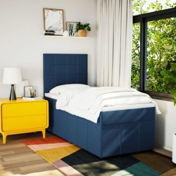 Sommier à lattes de lit avec matelas Bleu 80x200 cm Tissu 