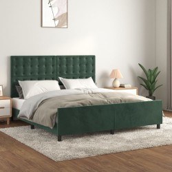 Cadre de lit sans matelas vert foncé 160x200 cm velours 