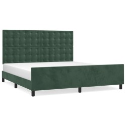 Cadre de lit sans matelas vert foncé 160x200 cm velours 