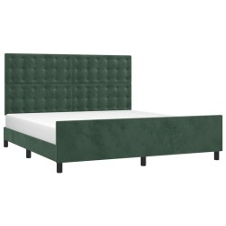 Cadre de lit sans matelas vert foncé 160x200 cm velours 