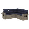 Salon de jardin 5 pcs avec coussins gris résine tressée 
