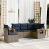 Salon de jardin 5 pcs avec coussins gris résine tressée 