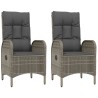 Ensemble à manger de jardin 3 pcs coussins gris résine tressée 