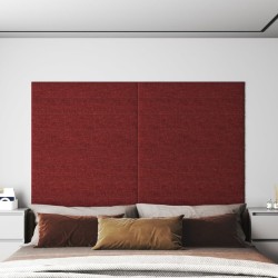 Panneaux muraux 12 pcs Rouge bordeaux 90x15 cm Tissu 1,62 m² 
