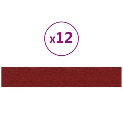 Panneaux muraux 12 pcs Rouge bordeaux 90x15 cm Tissu 1,62 m² 