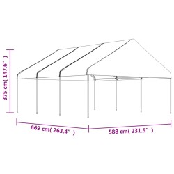 Belvédère avec toit blanc 6,69x5,88x3,75 m polyéthylène 