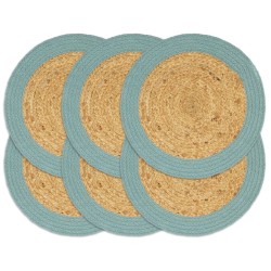 Napperons 6 pcs Naturel et vert 38 cm Jute et coton 