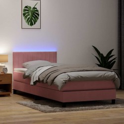 Sommier à lattes de lit avec matelas rose 90x210 cm velours 