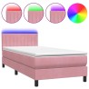 Sommier à lattes de lit avec matelas rose 90x210 cm velours 