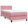 Sommier à lattes de lit avec matelas rose 90x210 cm velours 