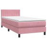 Sommier à lattes de lit avec matelas rose 90x210 cm velours 