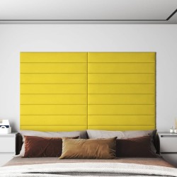 Panneaux muraux 12 pcs Jaune clair 90x15 cm Tissu 1,62 m² 