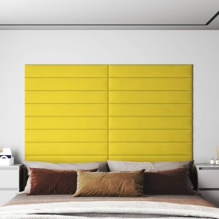 Panneaux muraux 12 pcs Jaune clair 90x15 cm Tissu 1,62 m² 